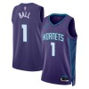 Maillot Basket Homme Charlotte Hornets Lamelo Ball 1 2022-23 Jordan Statement Edition Violet Swingman